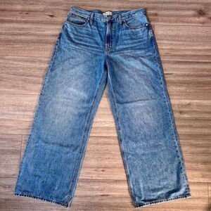 Madewell Women's Blue Whisker Five Pocket Style Super Wide-Leg Jeans Size 32